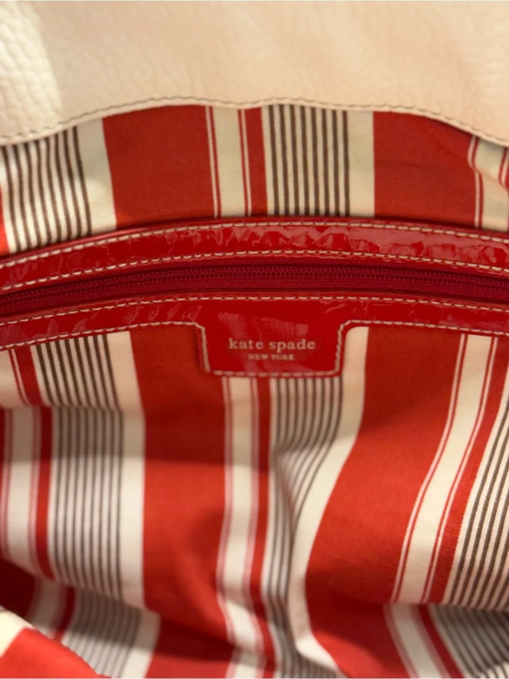 Kate Spade Rudy Nob Hill PXRU0248 Snow/Spice Pebbled Leather Tote w/Dust Bag